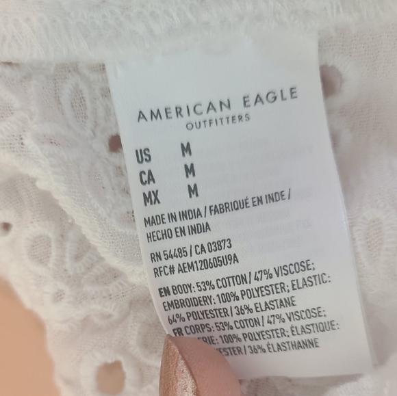 NWOT AEO White White Eyelet Embroidered Babydoll Ruffle Crop Top ✨🌴 - Picture 8 of 10